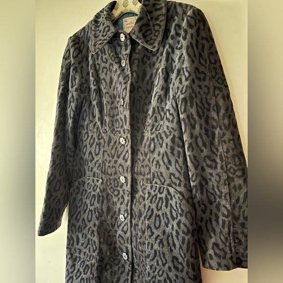 ❤️SOLD❤️ Nanette Lepore Grey Black Leopard Print Corduroy Jacket Coat Size 6 - Picture 2 of 5